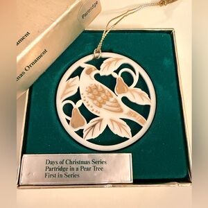 NEW Vintage Lenox Partridge in a Pear Tree Porcelain Bird Ornament